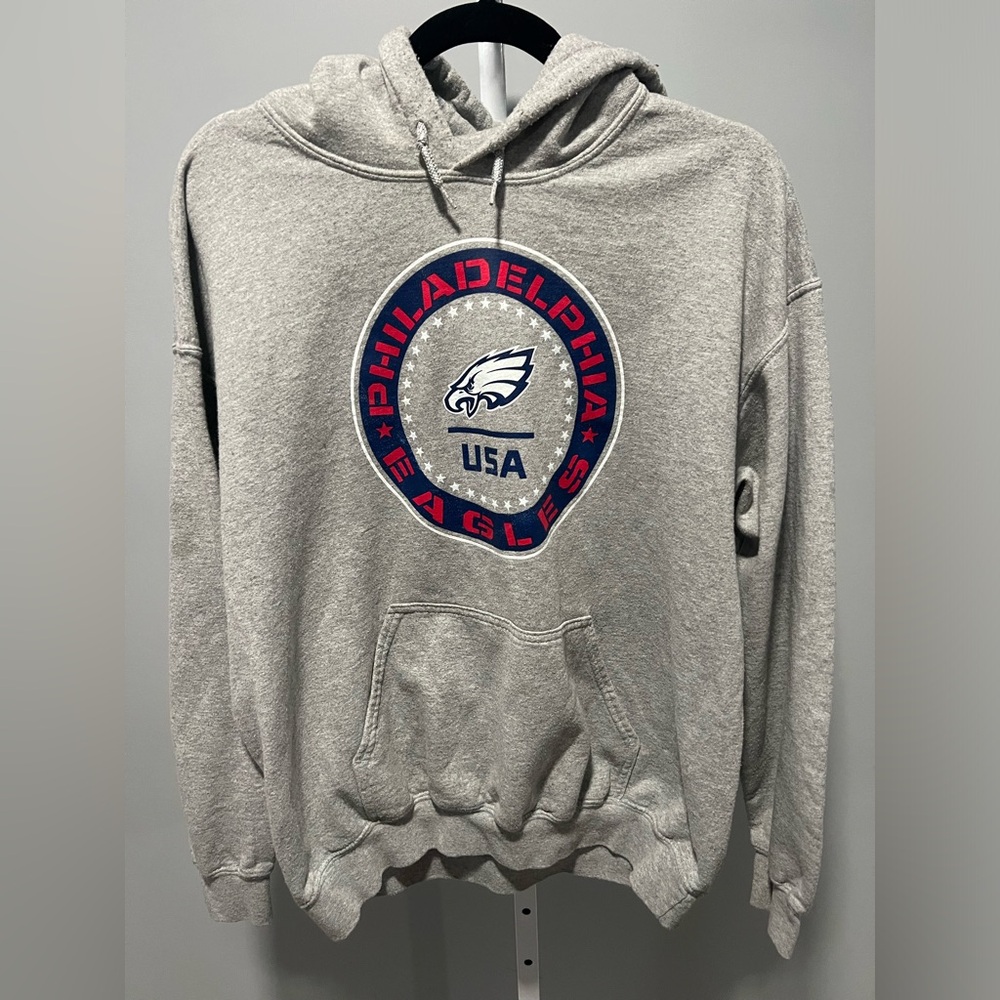 NFL Philadelphia Eagles Team Apparel Gray Hoodie Drawstring Kangaroo Pocket L